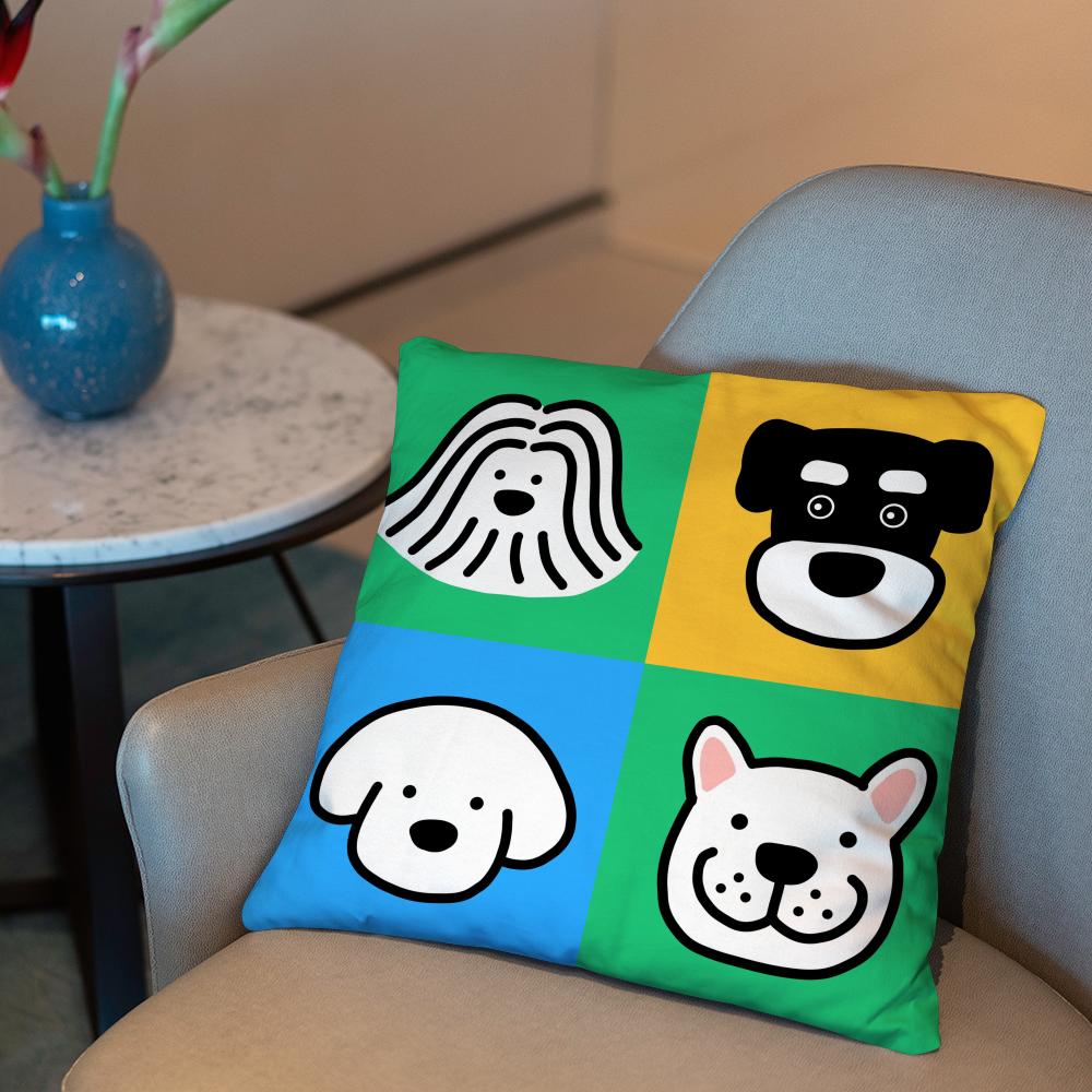 Cartoon Simple Lines Dog8 Cushion Cover 2-in-1 Reversible Plush Pillow Cover | Car/Sofa/Bed | Perfect Gift
