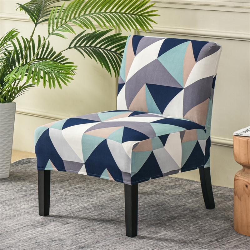 Accent Armless Chair Cover Geometric Print Single Sofa Stool Slipcover Nordic Stretch Chair Covers Elastic Couch Protector Cover