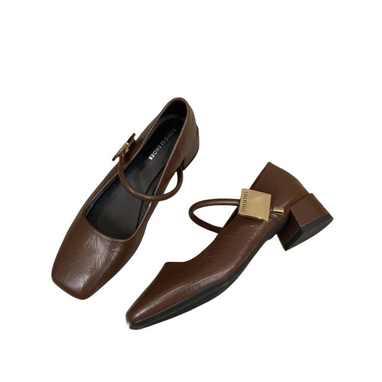 Elegantní Temperamentní Černé Robustní Mary Jane Jednoduché Boty Dámské Boty Jaro Podzim a Zima Středně Vysoký Podpatek Čtvercová Špička Večerní Boty