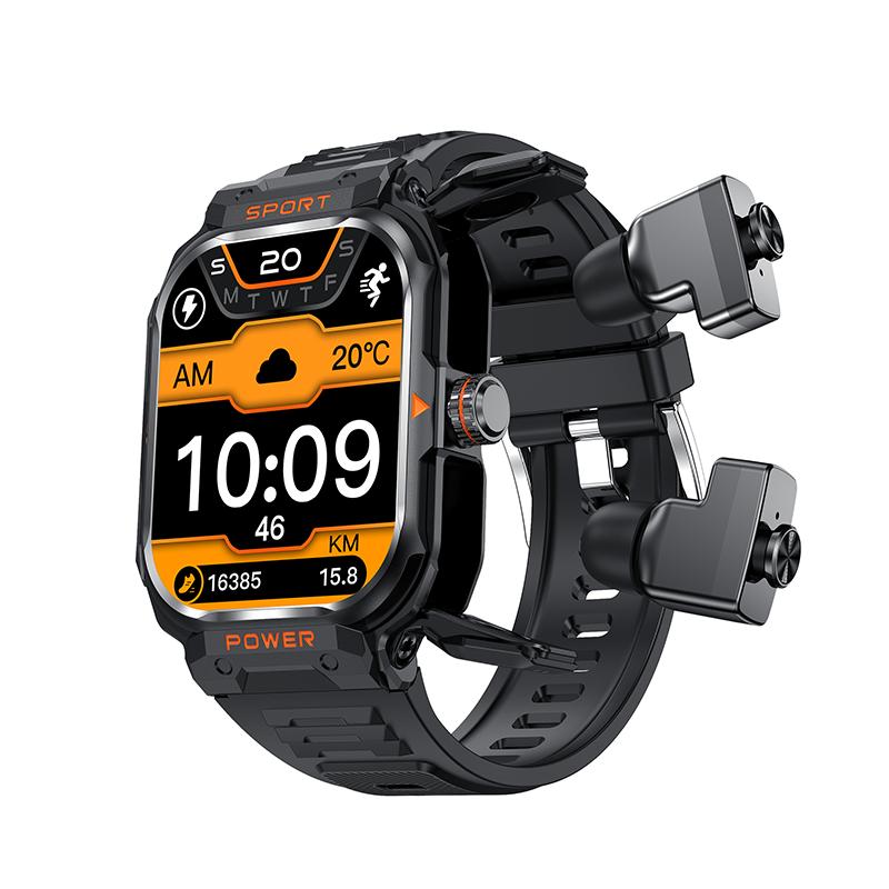 

Умные часы Rainbuvvy GT55 с Bluetooth-наушниками TWS и полным сенсорным экраном, NFC, спортивный браслет чёрный