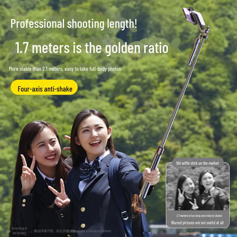 New Anti-Shake Four-Axis Gimbal Selfie Stick with Tripod for Mobile Live Broadcast and Travel