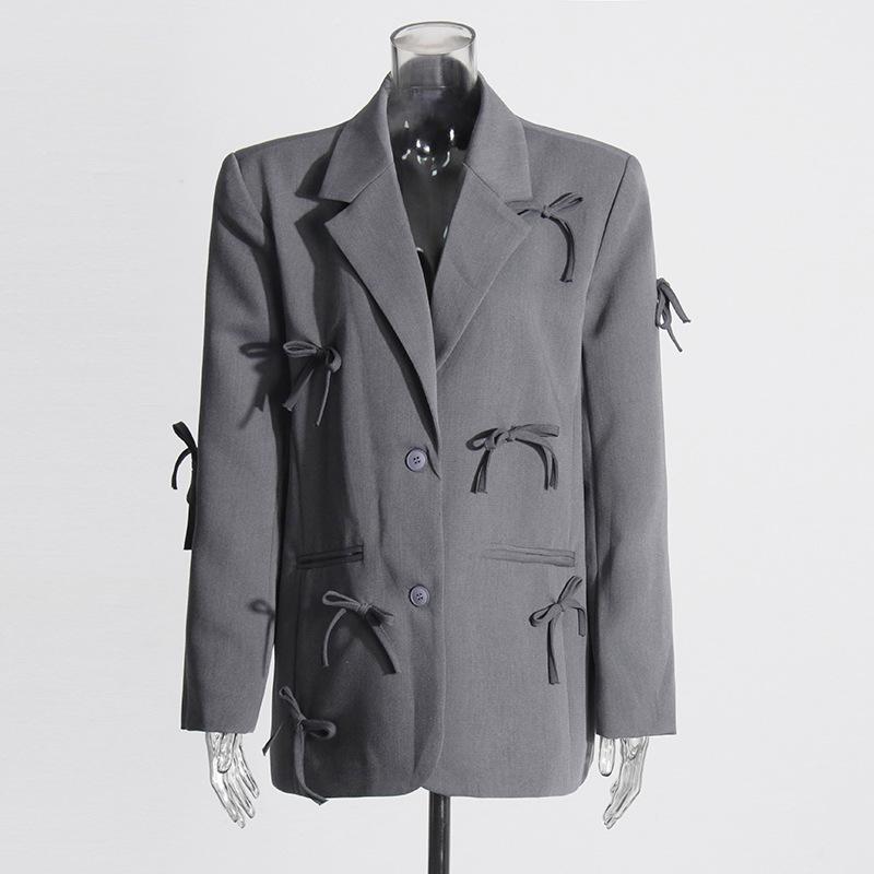 Summer 2026 Women's Casual Blazer with 3D Bow Patchwork Design