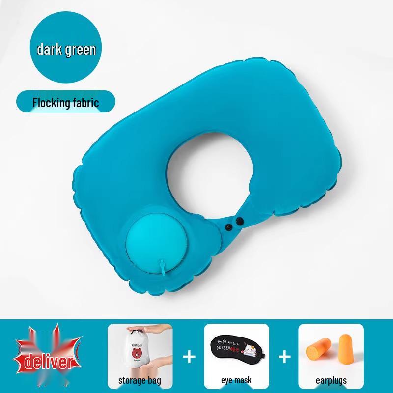 Inflatable U-shaped Neck Support Pillow for Travel - Portable and Press-type for Car & Airplane Comfort