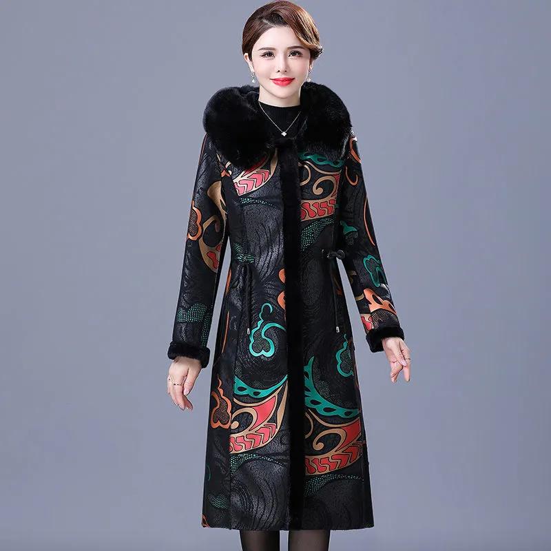Women's Thickened Warm Mid-Length Over-the-Knee Coat Reversible Outerwear for Mothers