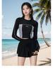 Women's Long Sleeve Conservative Tummy Control Two-Piece Swimsuit - Slimming Swimwear, 2025 Edition for Summer and Hot Springs.