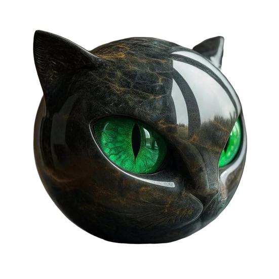 Mini Cat Stone Resin Cat Head Figurine Collectible Healing Stone Marble Texture Cat Stone Keepsake Gift for Cat Lovers Women Men