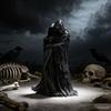 Yousheng Tod und die Dunkle Königin Figur Gotischer Sensenmann Tischdekoration Harz Gruselige Robe Paar Skulptur für Schreibtisch Bücherregal Dekoration