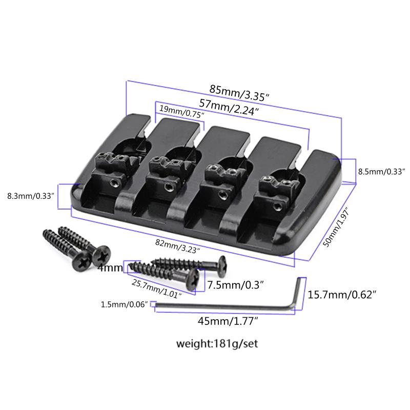 Feste Hardtail Sattelbrücke Top Load Saitenhalter für 4-saitige E-Gitarre Bass