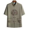 Chinese Style Mens Short Sleeve Suit With Dragon Phoenix Pattern Embroidery For Summer Casual Wear
