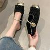 Flat Heel Bag Head Mary Jane Cool Slippers Women's 2025 New Sequined Buling Temperament Sandals with Skirt Half Slippers