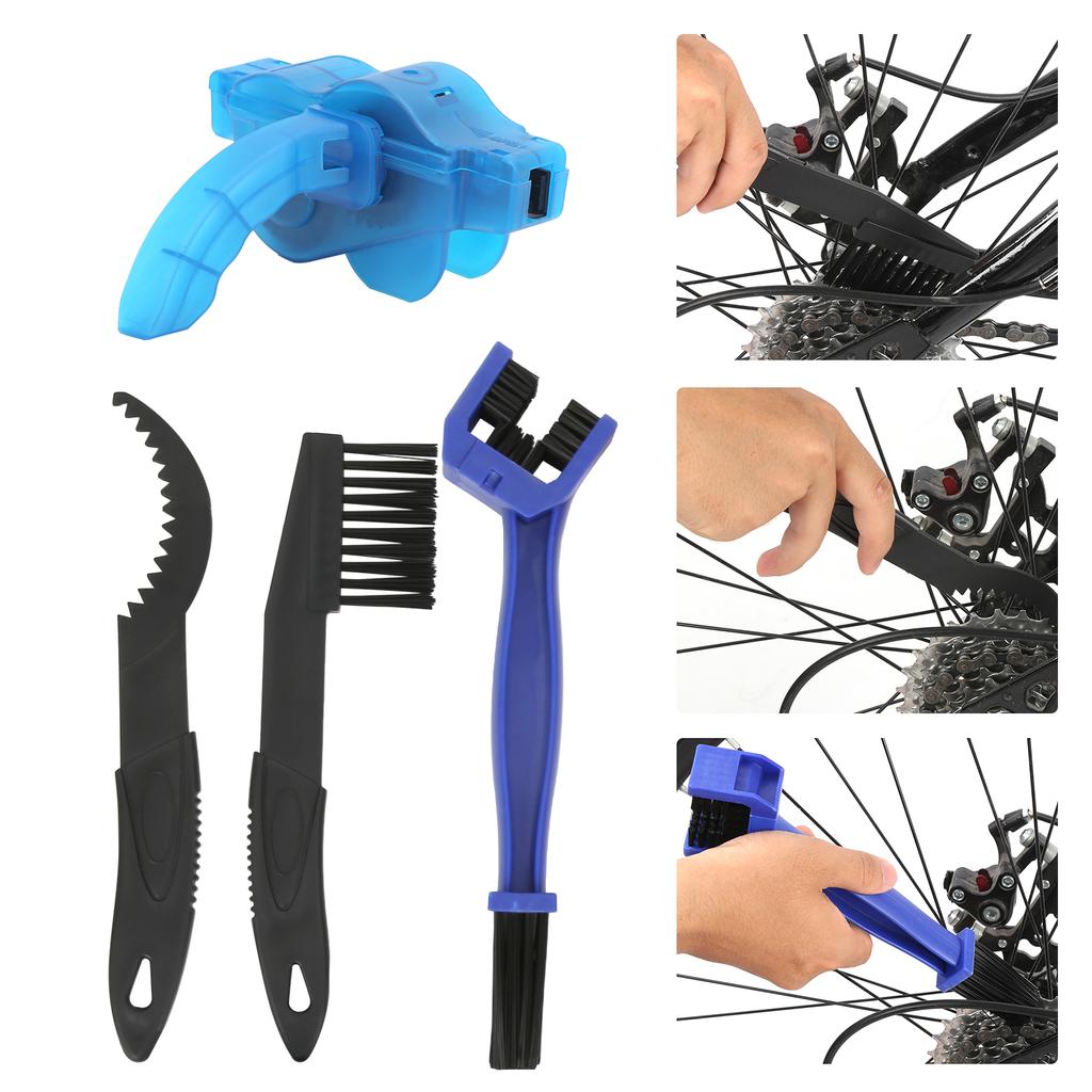 4pcs Bicycle Chain Cleaner Kit Portable Bike Chain Scrubber Cleaning Brush Tool Set