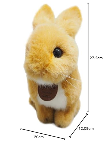 Graceful Animal (Made in Japan) Sitting Beige Rabbit Plush Toy, 23cm Long, I-6051