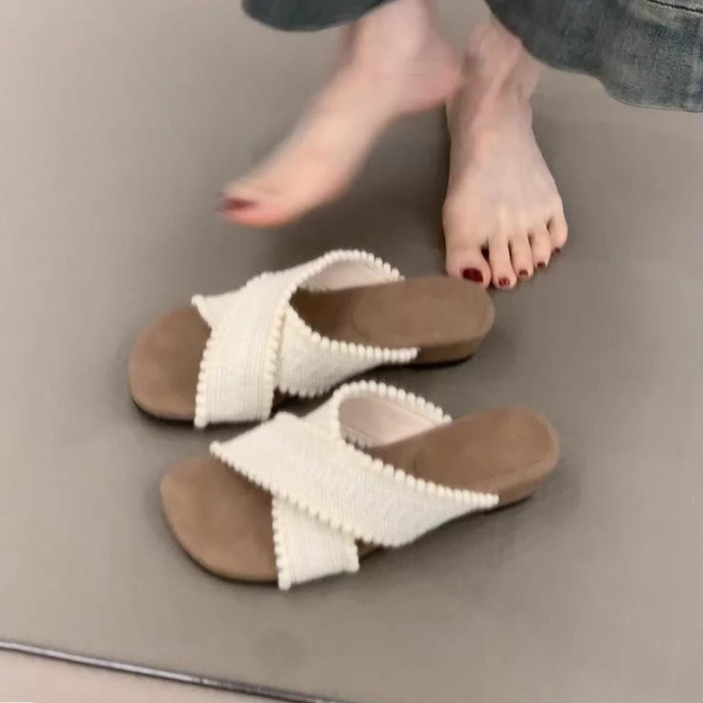 Nisje retro bohemske slippers med flat bunn for kvinner å bruke sommer nye seaside ferie strand kule slippers