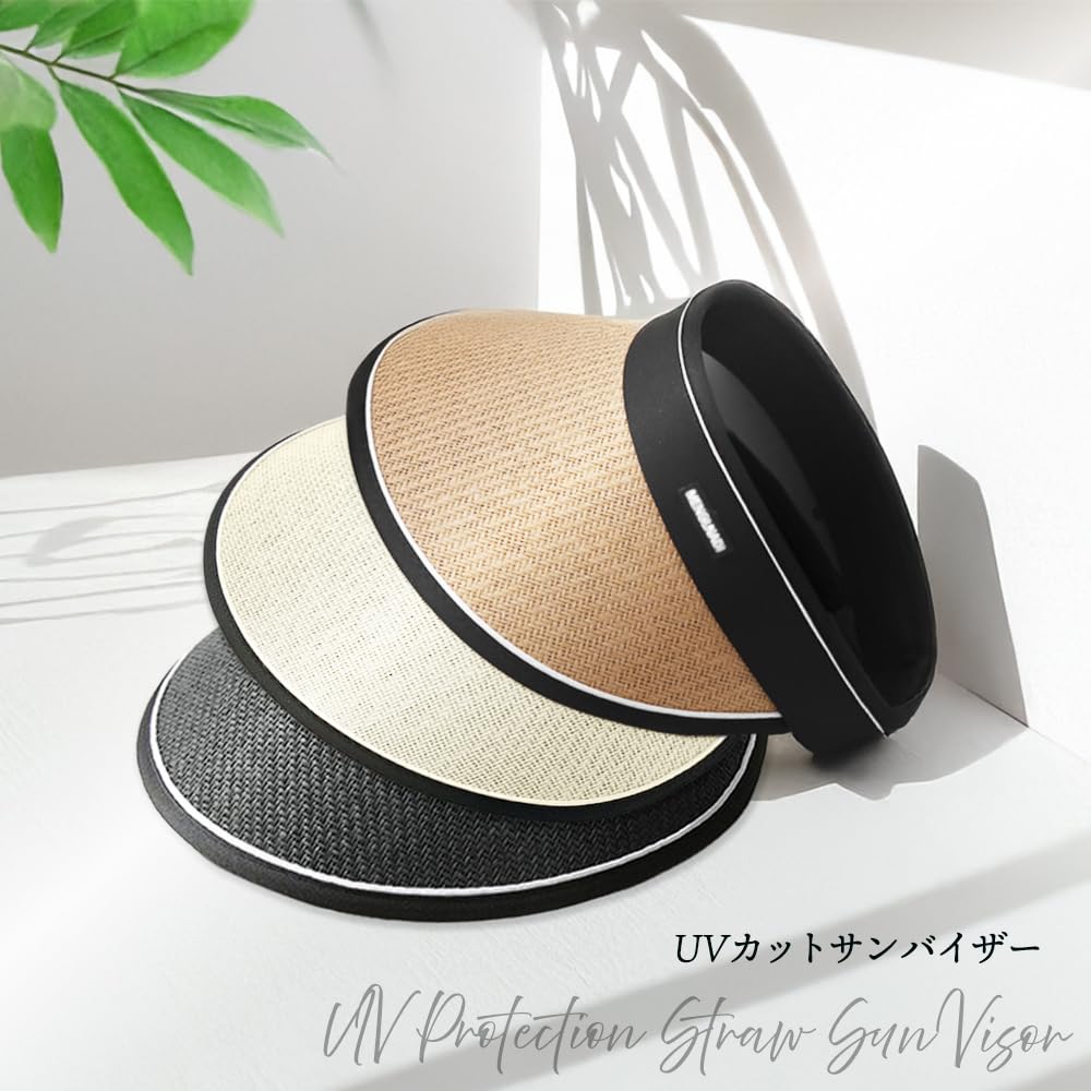 Sun Sun UV Protection General One Size Fits Wide Small Face Cool Arm Cover Included Number [SanDoll] Women's Visor, Straw-like Visor, Women's Hat,