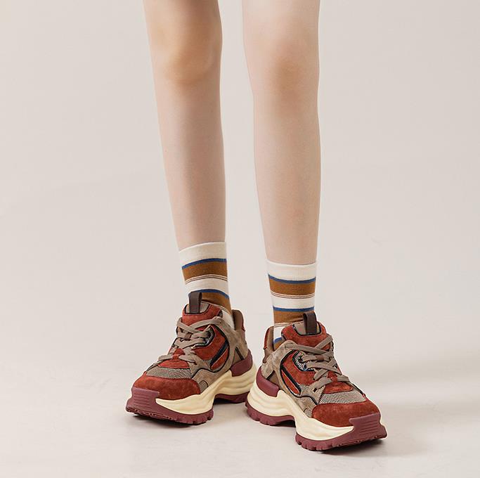 Fashion 5.5CM Air Mesh Genuine Leather Women Ankle Boot Summer Chunky Sneaker Genuine Leather High Brand Designer Shoes Breathable