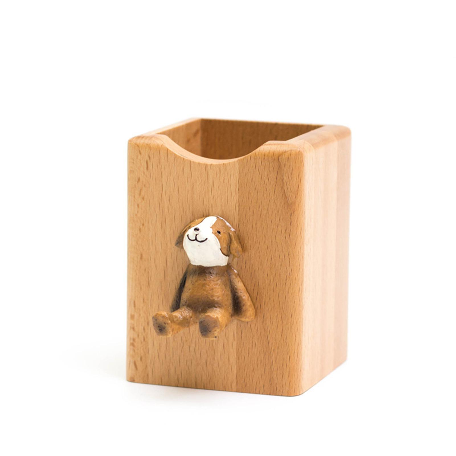 

Wooden Pencil Holder Super Cute Animal Ornament Desktop Storage Box For Home Office And School