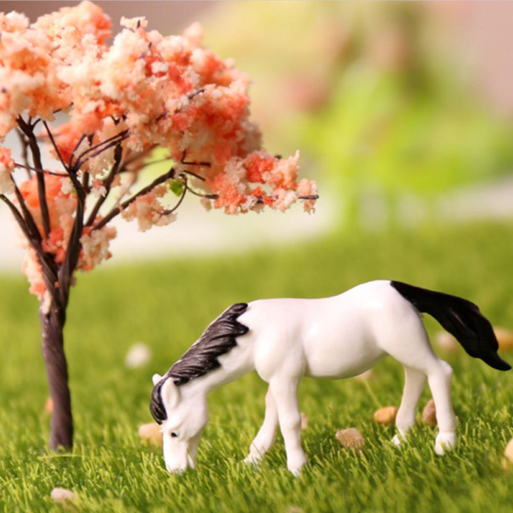 2PCS Miniature Animal Horse Doll Micro Landscape Bonsai Plant Ornament Table Decoration DIY Fairy Garden Accessory