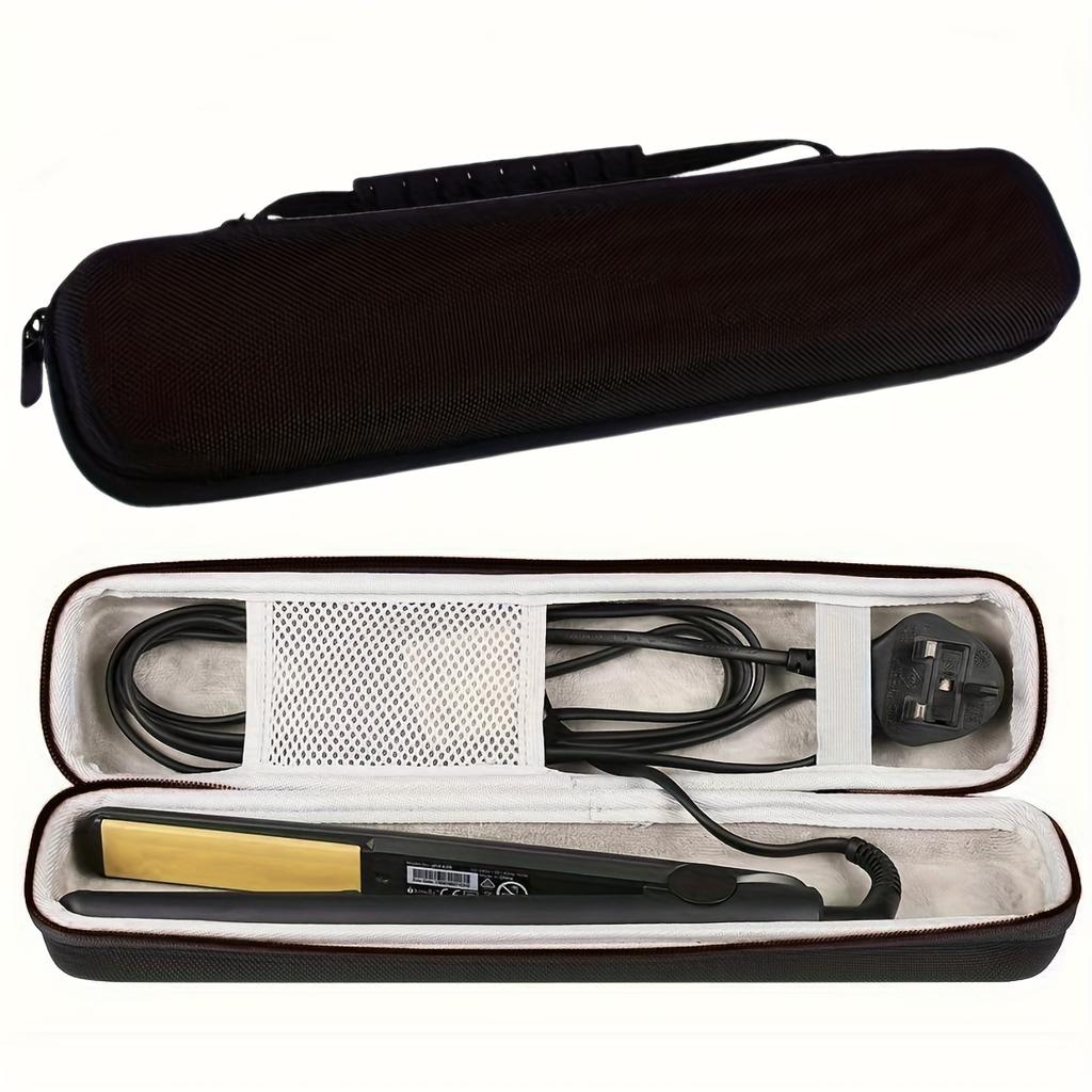Durable EVA Travel Case for Hair Straightener & Curling Styler - Drop-Proof Protection, Compact Design with Interior Compartments for Cables