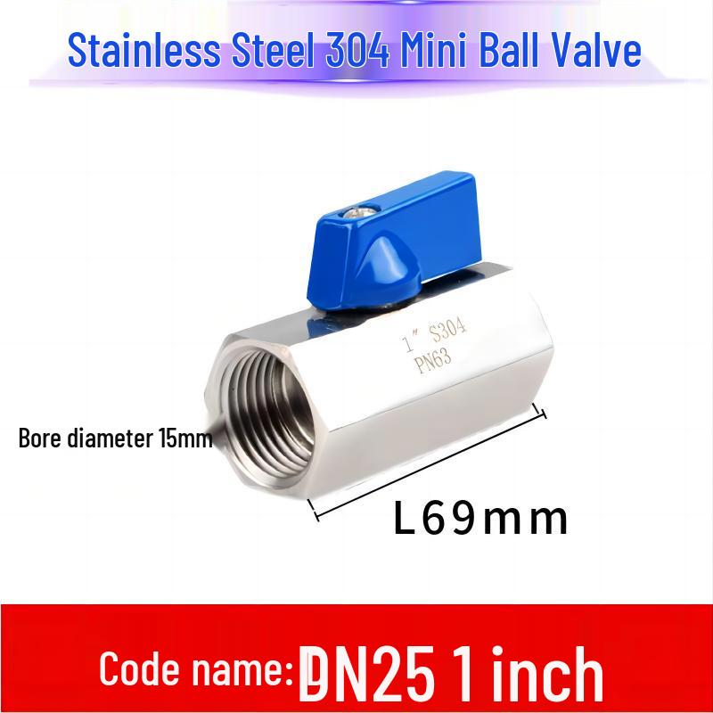 304 Stainless Steel Sanitary Mini Ball Valve, Internal/External Thread, High Pressure, 1/8"-3/4" Sizes, Open Pagoda Design