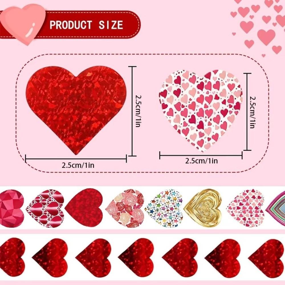 1000Pcs Heart Shaped Love Heart Stickers Paper Self Adhesive Decorative Sticker 2.5cm Cute Gift Sealing Happy Valentine's Day