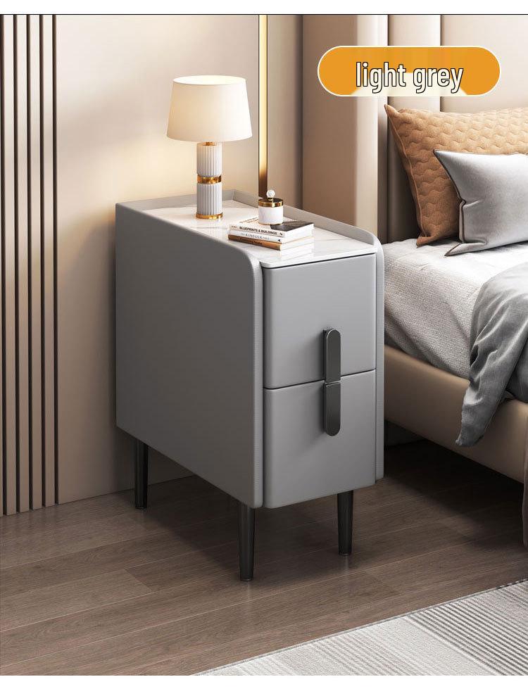 Solid Wood Light Luxury Ultra-Narrow Bedside Cabinet, 20cm Wide, Multi-Layer, Fully Assembled for Small Spaces
