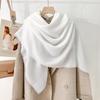 Simple literary and artistic yarn with sunscreen, elegant shawl, women's solid color square short fringed temperament scarf
