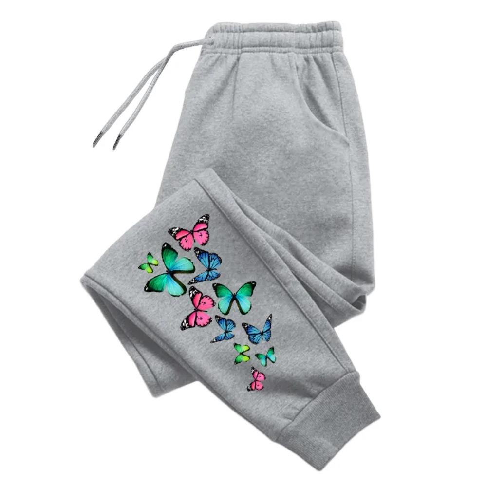 Women's Casual Sports Pants, Urban Fashion Butterfly Print Pants, Comfortable Home and Outdoor Sports, Fashionable Jogging Pants