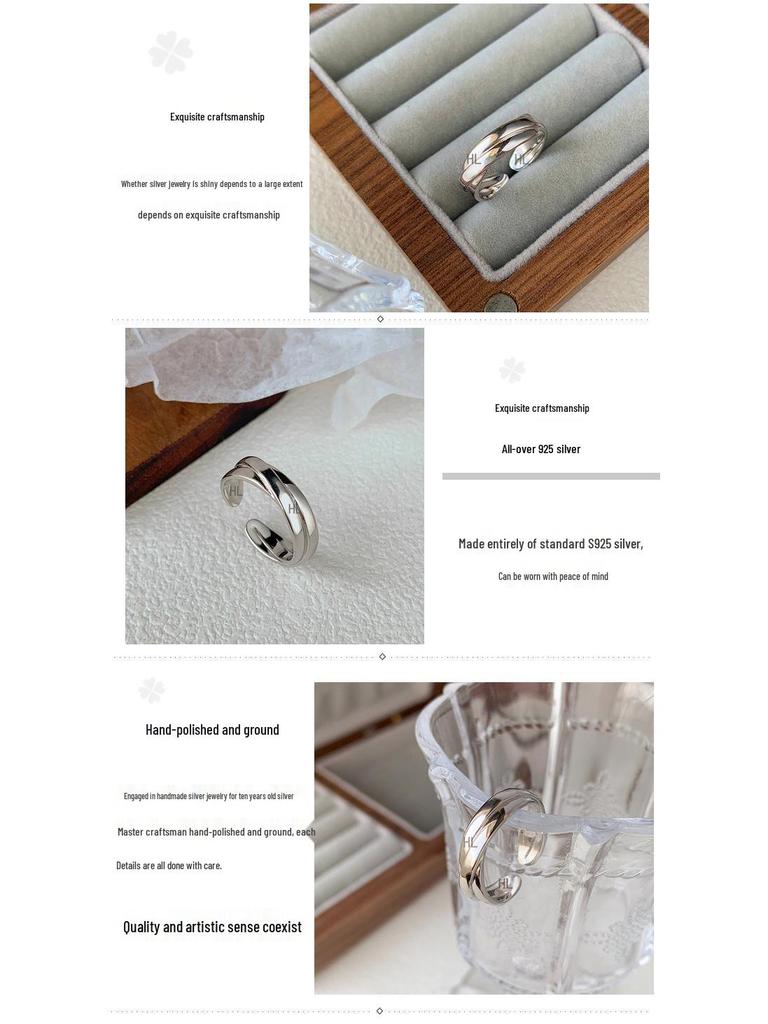 S925 Sterling Silver Crossover Wrap Ring – Trendy High-End Women's Hip Hop Punk Style