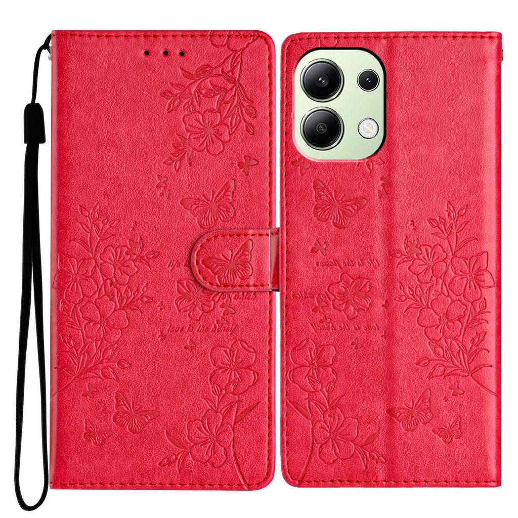 For Xiaomi Redmi Note 13 4G Leather Case Butterfly Floral Imprint Wallet Phone Shell