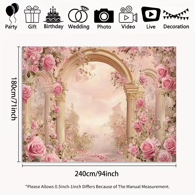 2D Vintage Rose Garden Backdrop for Photo Studio & Live Stream Decor