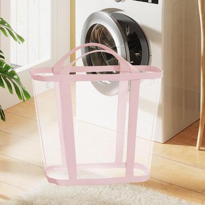 Foldable Laundry Basket Clothes Organizer Mesh Bag with Handles Modern Large Capacity Versatile