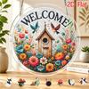 2D Flat, 2D Flat Acrylic Sun Catcher Puzzle, 83pcs, WELCOME Flower Bird Wooden House Themed Sun Catcher Puzzle, Home and Garden Decoration, Suitable a