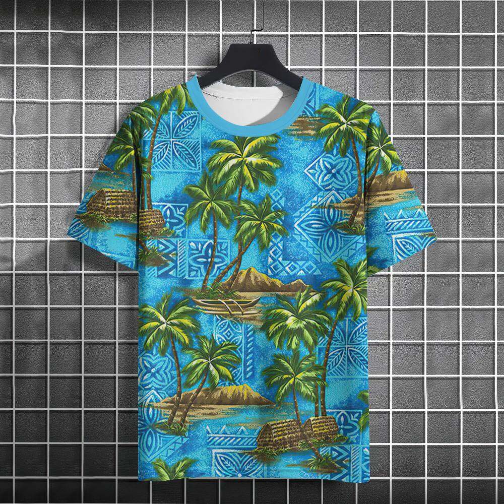 Hawaiian Beach Coconut Tree 3D Print T-Shirts Men Women Short Sleeve T Shirt Oversized Harajuku Tees Tops Clothing