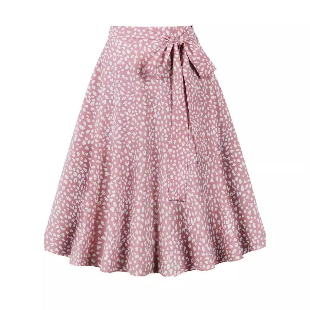 2024 Spring Collection Waist-Tie Print Midi Skirt