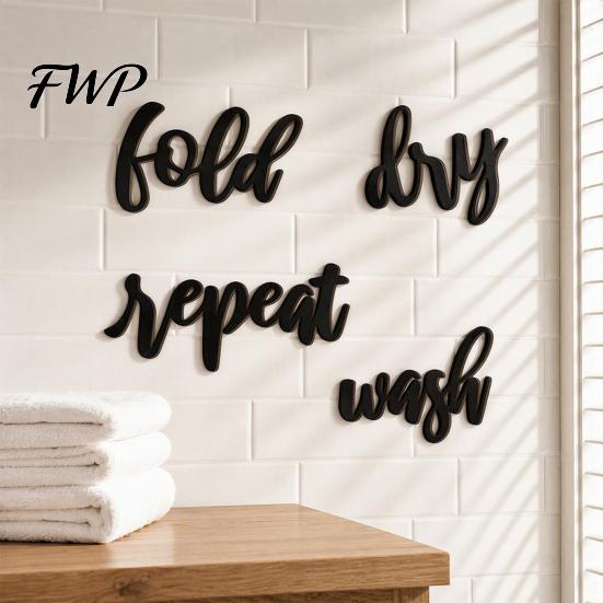 Minimalist Home Decoration Wooden Letters Wall Stickers, Self-Adhesive Art Decor, Retro 3D for English Words Stickers Living Room Bedroom Nursery