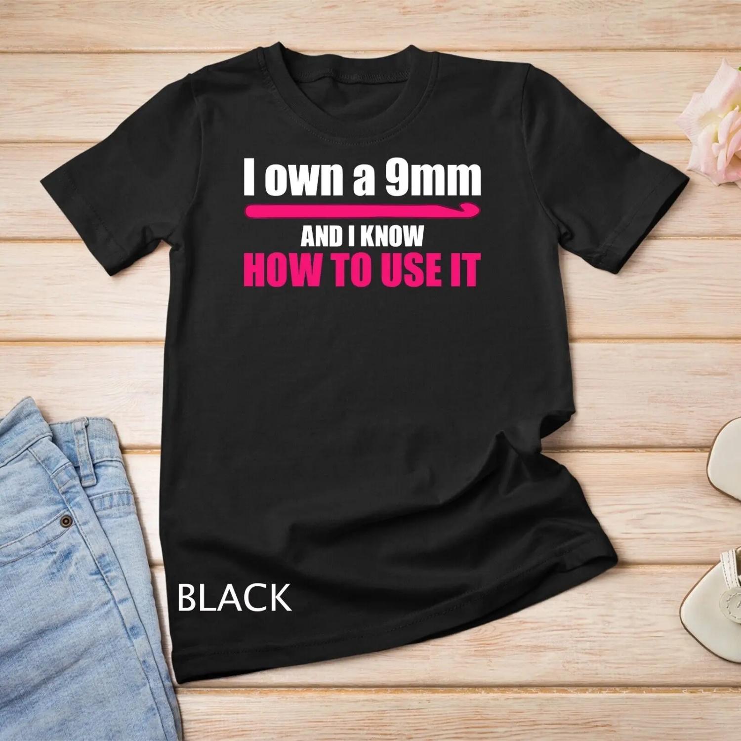 Funny 9mm Crochet Hook Crocheter Designs Quilter T shirt S чёрный