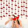 4pcs Valentines Day Party Garlands Decoration Red Heart Garland Metallic Glitter Hanging Heart Streamer Banner