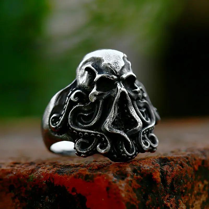 BEIER Edelstahl Antik Mode Herrenringe Totenkopf Oktopus Edelstein Tier Retro Punk Gothic Biker Schmuck Großhandel