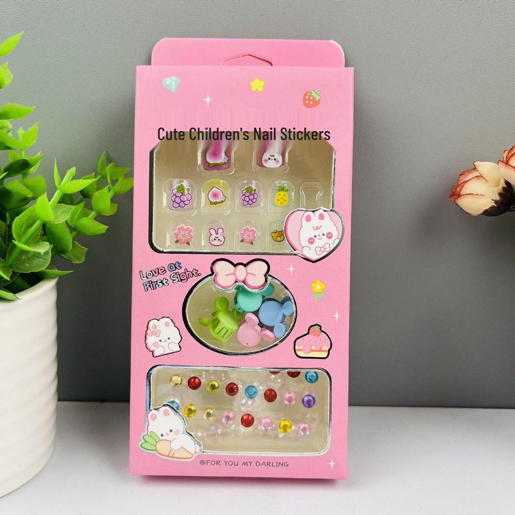 Children's Wearable Custom Nail Stickers - Cute European & American Jelly Glue Fingernail Tips
