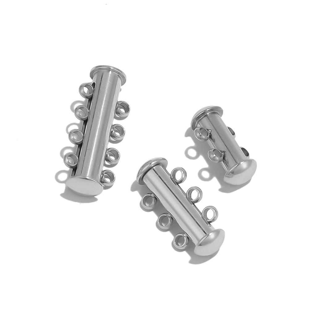 3 Stück Edelstahl 4 Schlaufen Magnetische Schieberöhre Verschlüsse Haken für DIY Lagenhalskette Schmuckherstellung Zubehör Armbandverbinder