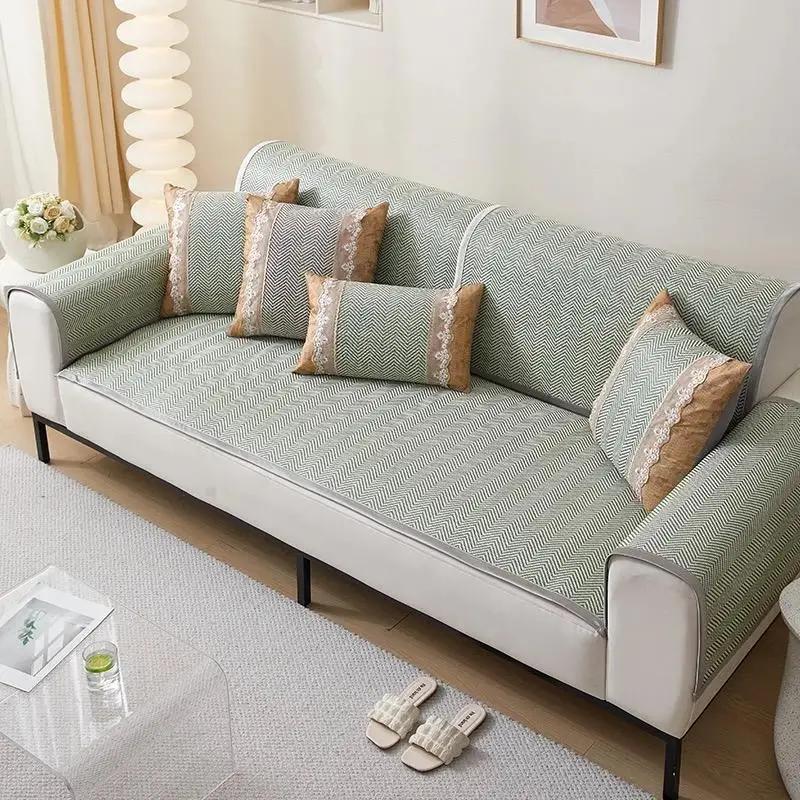 Summer Ice Vine Durable Sofa Mat Simple Dustproof Anti Slip Furniture Protective Cover Household Fashion Washable Seat Cushion