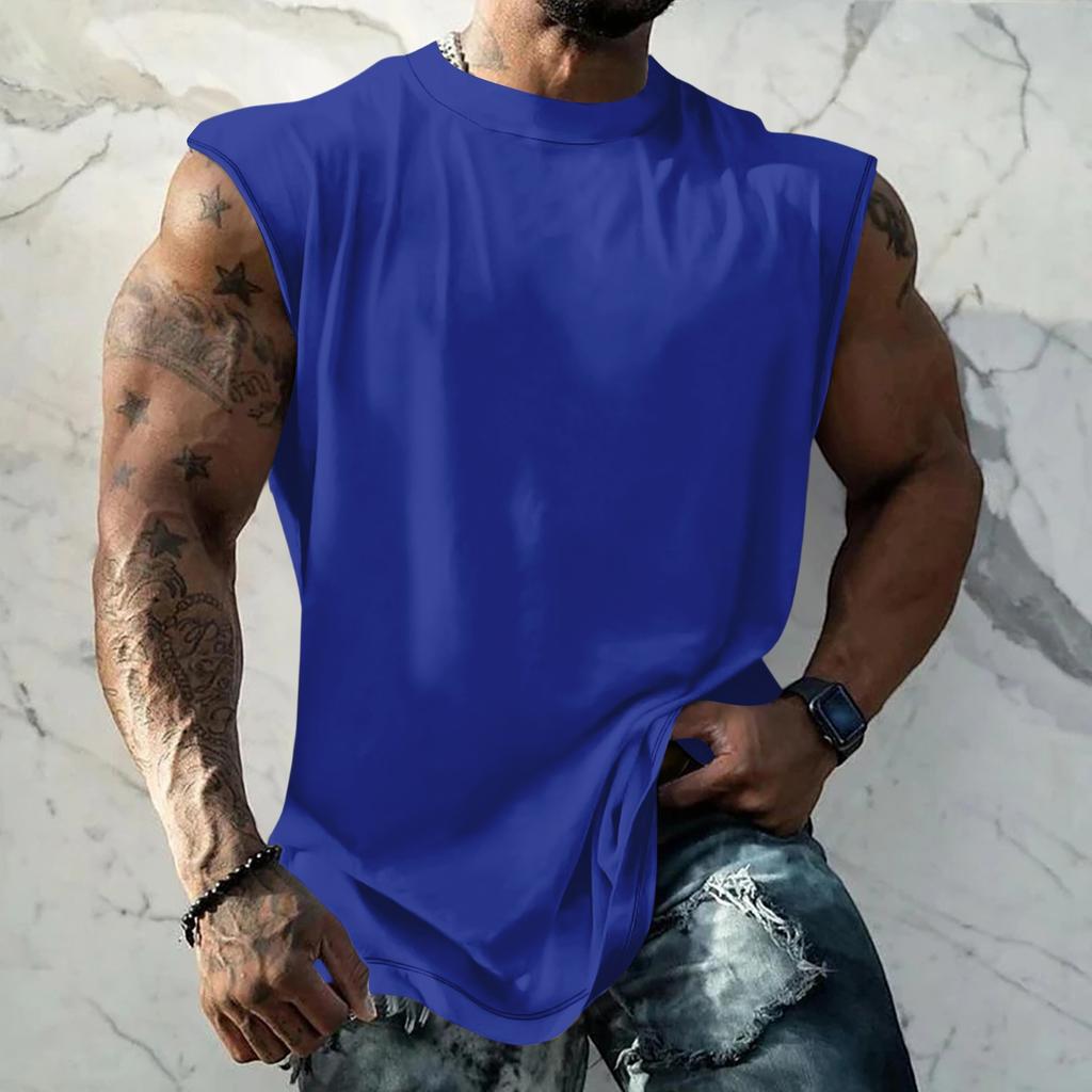 Men Sleeveless Tank Top Muscle Shirt Loose Fit Basic Solid Color Casual Summer Workout Vest for Daily Use