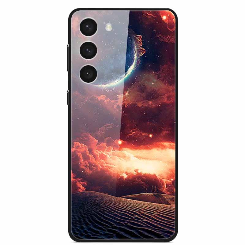 Tempered Glass Case For Samsung S23 Plus 5G Cover Galaxy S 23 Space Hard Back Coque For Samsung S23 Ultra S23+ Bumpers Funda Cat