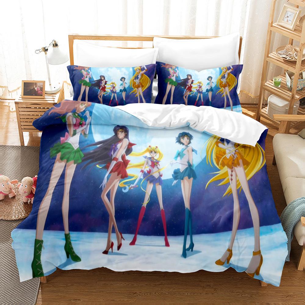 Sailor Moon Hare 3D Digital Printing Quilt Set Three-Piece Bedding