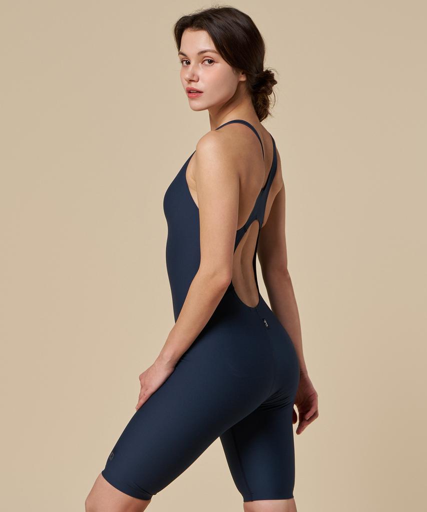 Laelliseupocheu [Oslh611 Nvy] Solid Tantani X-Back Half-Body Navy
