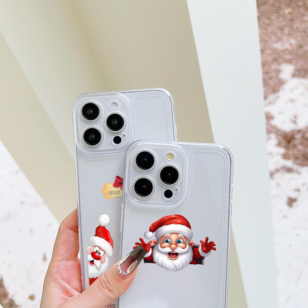 N100 Frohe Weihnachten Hochwertige klare Telefonhüllen für iPhone 16 Pro Max Samsung S23 Ultra A15 A35 A54 Xiaomi Redmi Note13 Weiche stoßfeste Rückseite