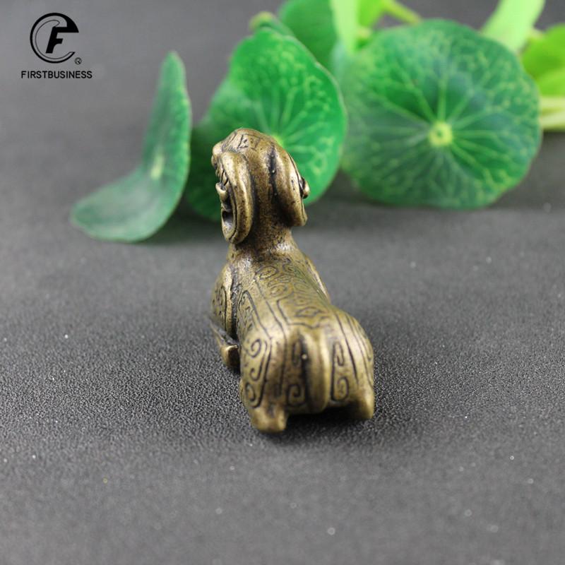Antique Bronze Goat Statue Decoration Solid Brass Sheep Ornament Copper Tea Pet Desktop Paperweight Vintage Home Decor Accessory