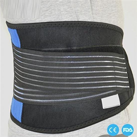 Neoprene Double Pull Posture Support Brace Lumbar Lower Back Support Brace Exercise Belt By Aofit (XXL(40-44 Inches) or (102-112 Cm), Black&Blue)