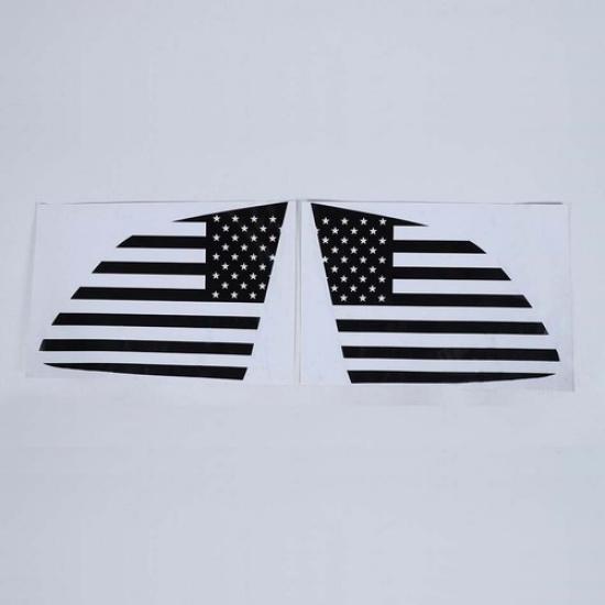 For 2014- Jeep Cherokee Black US Flag Rear Window Side Trim Decor Stickers
