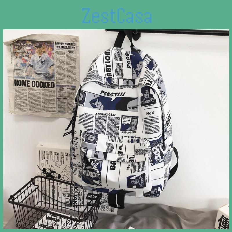 Leisure Capacity Large Backpack With Letter Graffiti Print Design For Use Daily